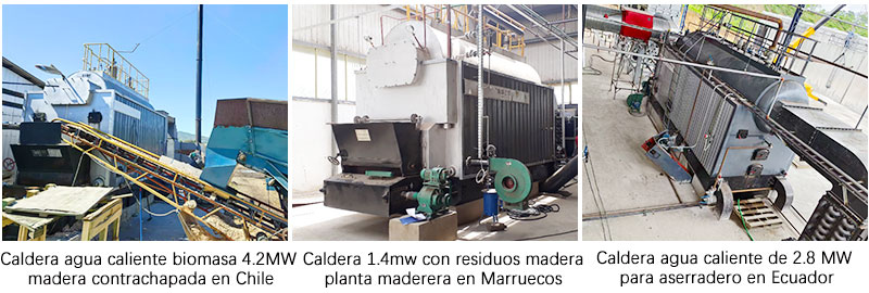 Caldera-de-agua-caliente-de-2.8-MW-para-aserradero-en-chile,-parrilla-movil-reciproca-y-operacion-automatica-con-madera